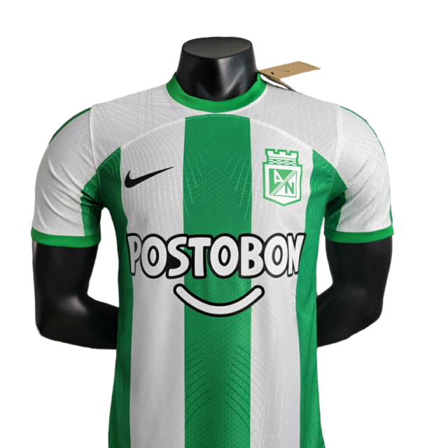 Camisa Atlético Nacional I 23/24 - Jogador Nike Masculina - Branco com verde em detalhes em preto
