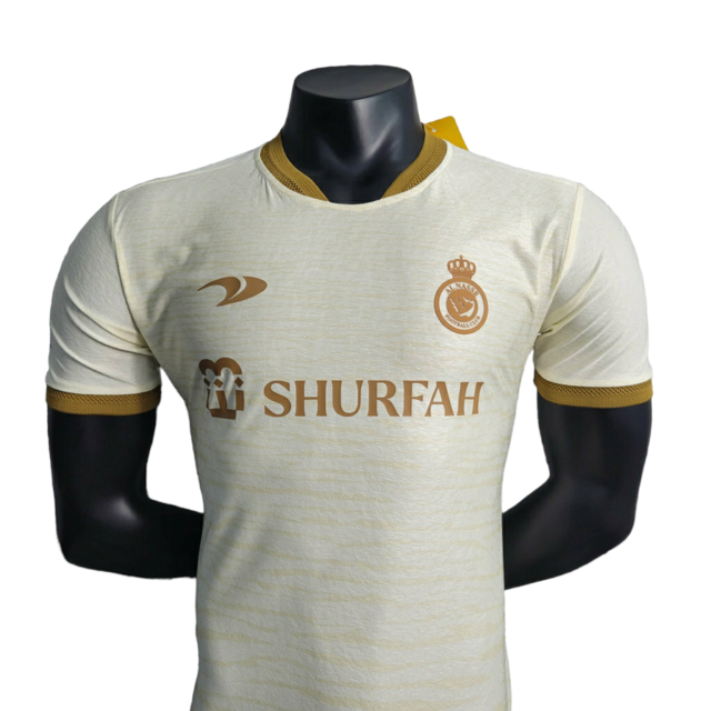 Camisa Al-Nassr III 23/24 - Jogador Duneus Masculina - Bege com detalhes em dourado