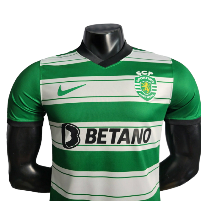 Camisa Sporting Lisboa I 22/23 - Jogador Nike Masculina - Verde com detalhes em branco e preto