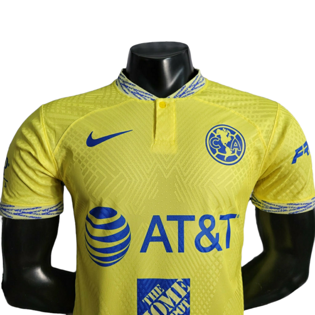 Camisa América do México I 22/23 - Jogador Nike Masculina -Amarela com detalhes em azul