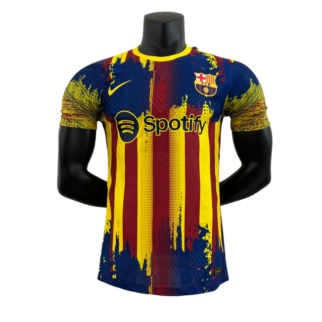 Camisa Barcelona Edição Especial 23/24 - Jogador Nike Masculina - Azul escuro com detalhes em vermelho e amarelo