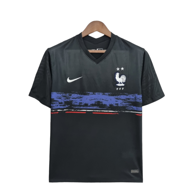 Camisa Seleção da França 22/23 - Torcedor Nike Masculina - Preta com detalhes em azul e branco