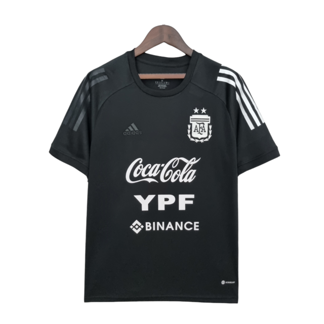 Camisa Seleção Argentina Treino 22/23 - Torcedor Adidas Masculina - Preta com detalhes em branco