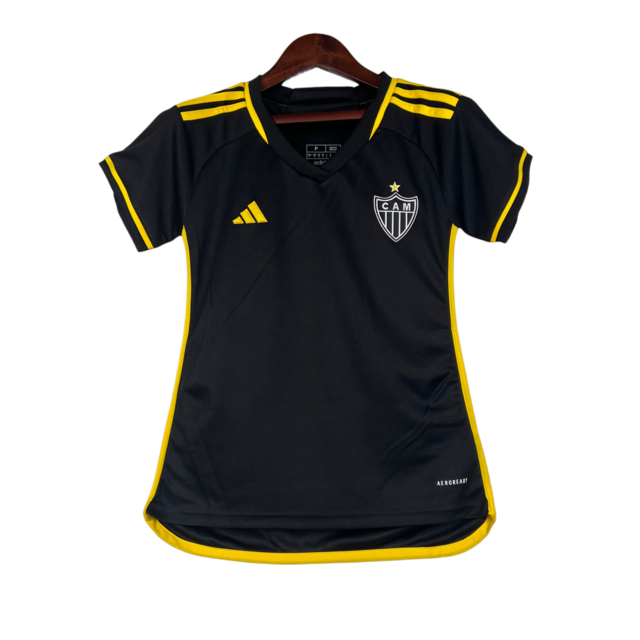 Camisa Atlético Mineiro III 23/24 -  Adidas Feminina - Preta com detalhes em amarelo