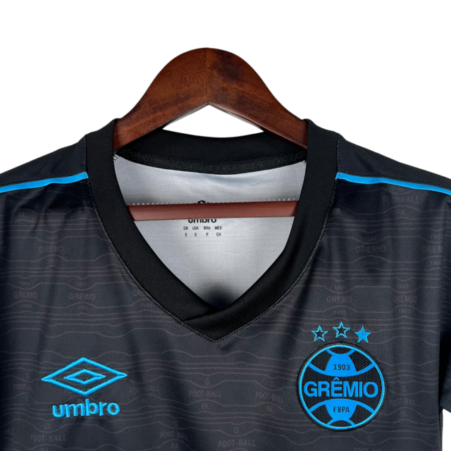 Camisa Grêmio III 23/24 -  Umbro Feminina - Preta com detalhes em azul