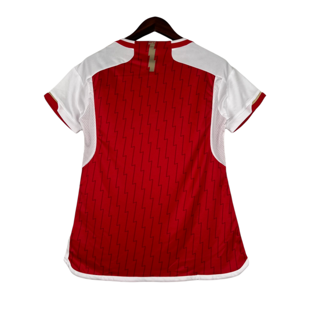 Camisa Arsenal I 23/24 -  Adidas Feminina - Vermelha com detalhes em branco e dourado