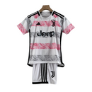 Kit Infantil Juventus II 23/24 - Adidas - Branco com detalhes em preto e rosa