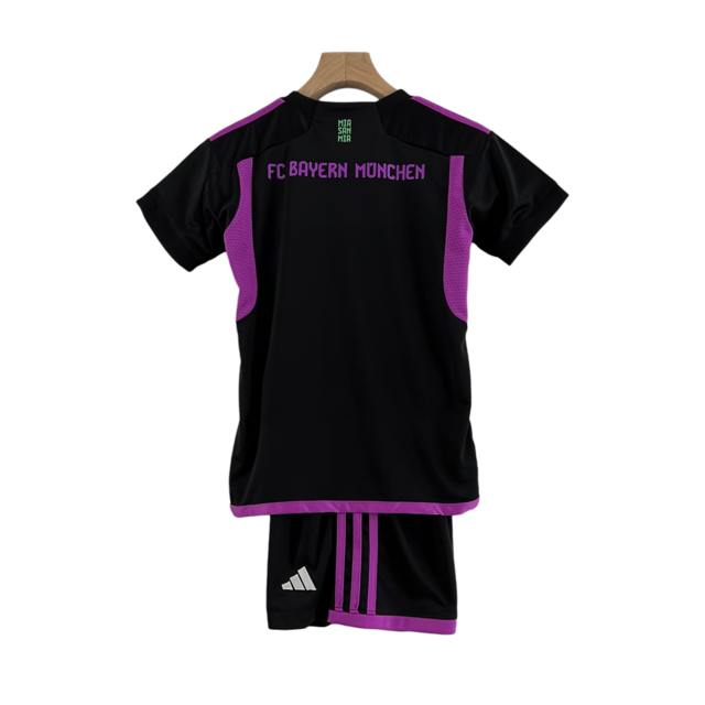 Kit Infantil Bayern de Munique II 23/24 Adidas - Preto com detalhes em roxo e verde