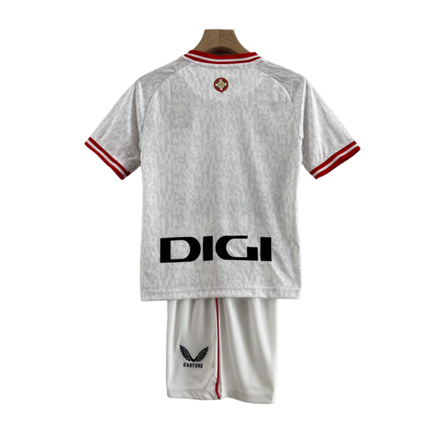 Kit Infantil Atlético de Bilbao III 23/24 Castore - Branco com detalhes em vermelho e preto