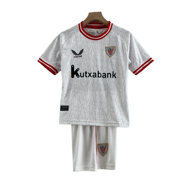 Kit Infantil Atlético de Bilbao III 23/24 Castore - Branco com detalhes em vermelho e preto