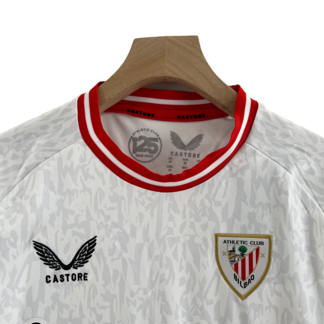 Kit Infantil Atlético de Bilbao III 23/24 Castore - Branco com detalhes em vermelho e preto