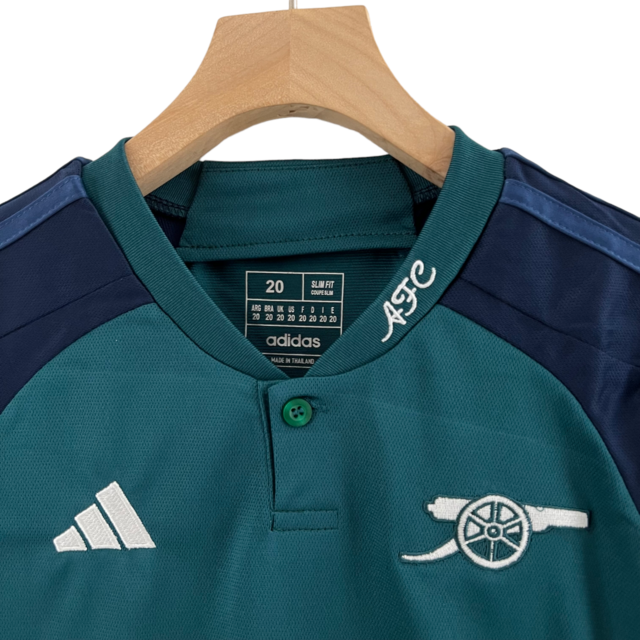 Kit Infantil Arsenal III 23/24 Adidas - Verde com detalhes em azul e branco
