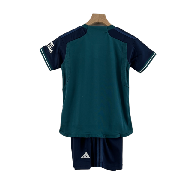 Kit Infantil Arsenal III 23/24 Adidas - Verde com detalhes em azul e branco