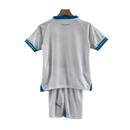 Kit Infantil Olympique Marseille I 23/24 Puma - Branco com detalhes em azul e dourado