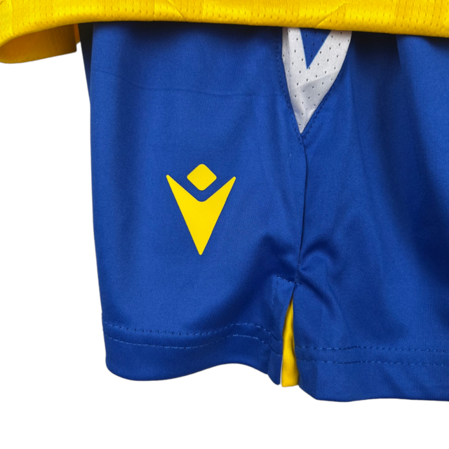 Kit Infantil Cadiz I Macron 23/24 - Amarelo com detalhes em azul