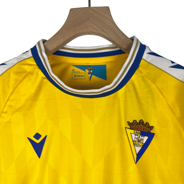 Kit Infantil Cadiz I Macron 23/24 - Amarelo com detalhes em azul