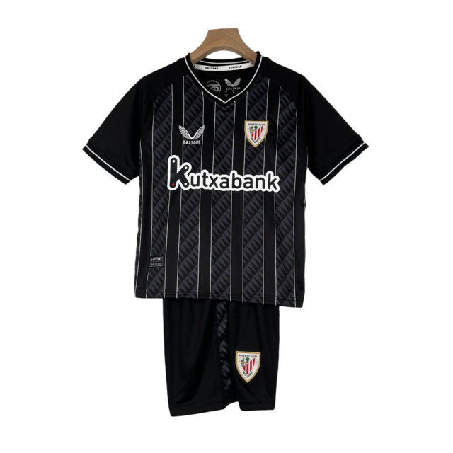 Kit Infantil Atlético de Bilbao Goleiro Castore 23/24 - Preto com detalhes em branco