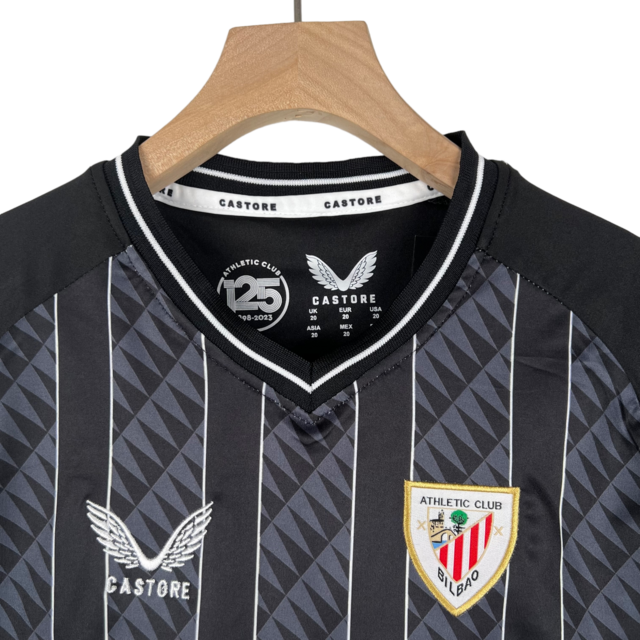 Kit Infantil Atlético de Bilbao Goleiro Castore 23/24 - Preto com detalhes em branco