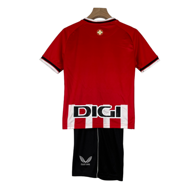 Kit Infantil Atlético de Bilbao I Castore 23/24 - Vermelho com detalhes em branco e preto