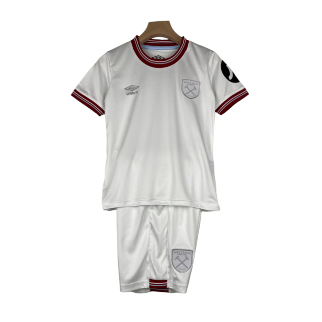 Kit Infantil West Ham II Umbro 23/24 - Branca com detalhes em vinho