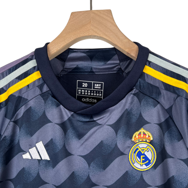 Kit Infantil Real Madrid III 23/24 Adidas - Azul com detalhes em amarelo e branco