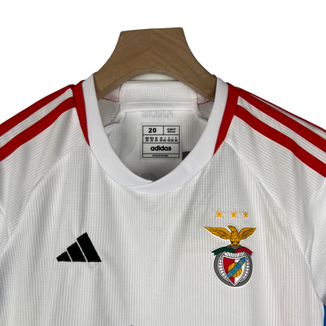 Kit Infantil Benfica II 23/24 - Adidas - Branco com detalhes em vermelho