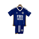 Kit Infantil Leicester Adidas I Adidas 23/24 - Azul com detalhes em branco e dourado