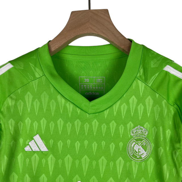 Kit Infantil Real Madrid Goleiro Adidas 23/24 - Verde com detalhes em branco