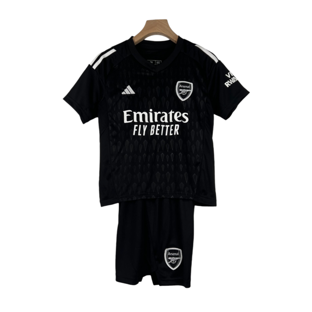 Kit Infantil Arsenal Goleiro Adidas 23/24 - Preto com detalhes em branco