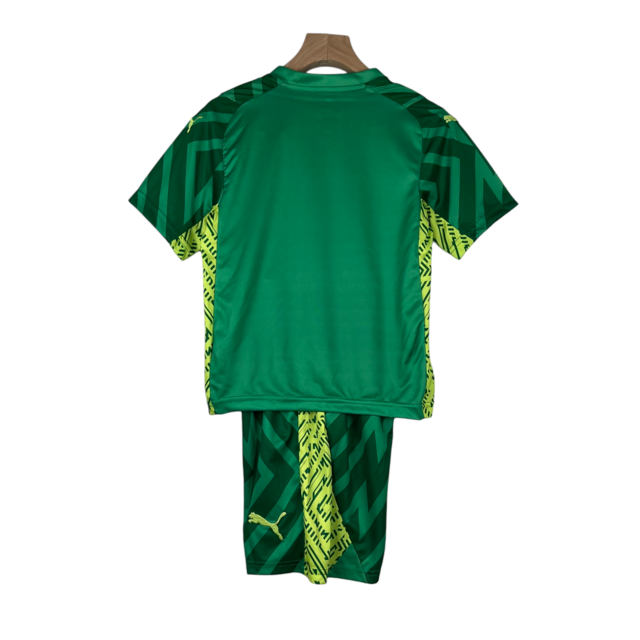 Kit Infantil Manchester City Goleiro Puma 23/24 - Verde com detalhes em amarelo