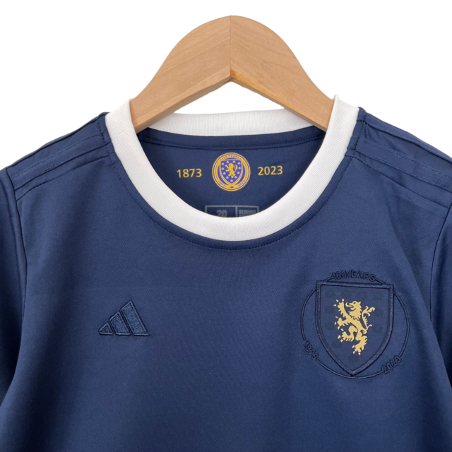 Kit Infantil Escócia Edição Especial Aniversario 150 anos Adidas 23/24 - Azul com detalhes em branco