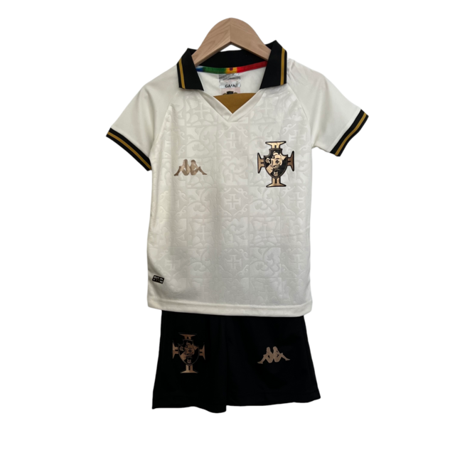 Kit Infantil Vasco II Kappa 22/23 - Branco com detalhes em dourado e preto