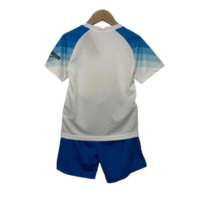 Kit Infantil Napoli II 23/24 - EA7 - Branco com detalhes em azul e vermelho