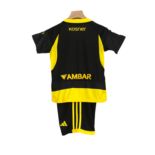 Kit Infantil Zaragoza II Adidas 23/24 - Preto com detalhes em amarelo