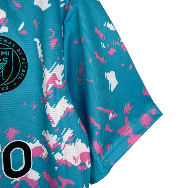 Camisa Inter Miami 23/24 -  Adidas Feminina - Azul com detalhes em branco e rosa