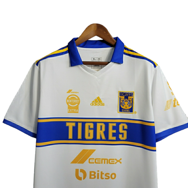 Camisa Tigres do México I 22/23 - Torcedor Adidas Masculina - Branca com detalhes em amarelo e azul