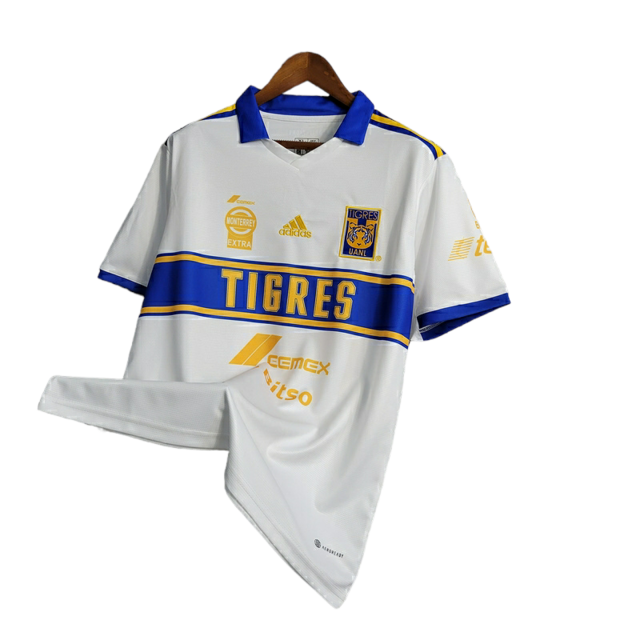 Camisa Tigres do México I 22/23 - Torcedor Adidas Masculina - Branca com detalhes em amarelo e azul