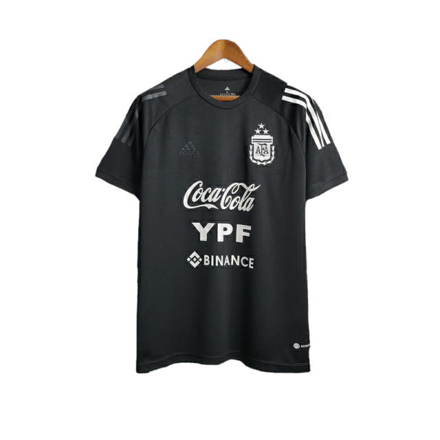 Camisa Seleção Argentina Treino 22/23 - Torcedor Adidas Masculina - Preta com detalhes em branco