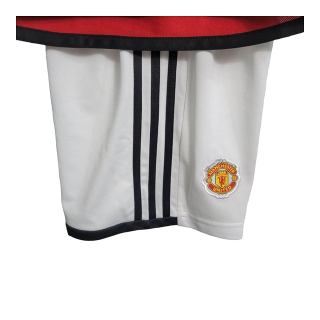 Kit Infantil Manchester United I manga longa 23/24 - Adidas - Vermelho com detalhes em preto