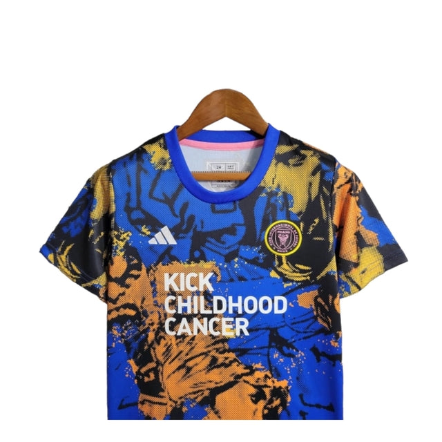 Kit Infantil Inter Miami CF 23/24 - Adidas - Azul com detalhes em amarelo e laranja