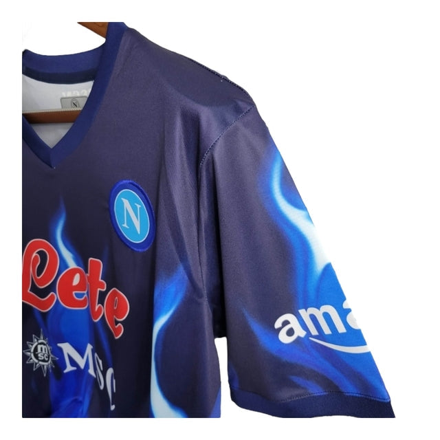 Camisa Napoli Edição especial 23/24 - Torcedor EA7 Masculina - Azul com detalhes em fogo