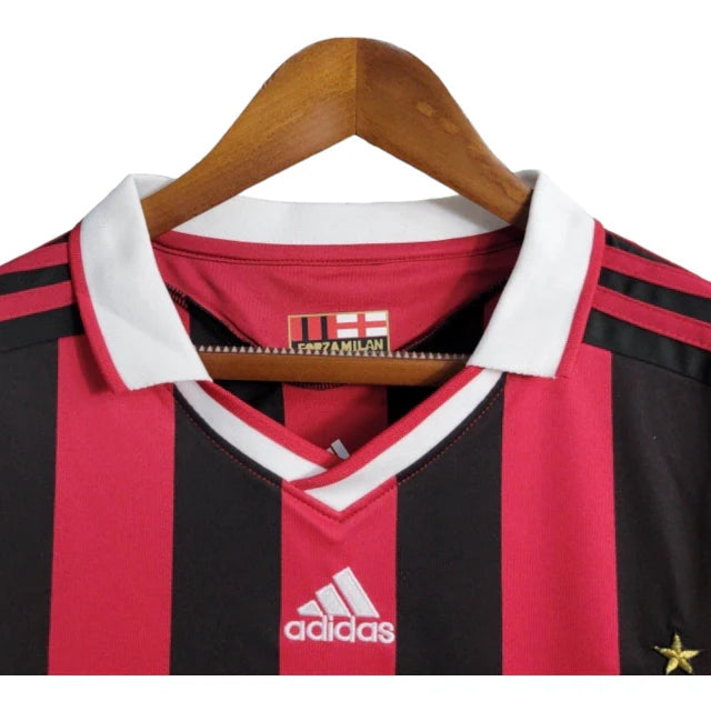Camisa Retrô AC Milan I 2009/2010 manga longa - Masculina Adidas - Preta e vermelha com detalhes em branco