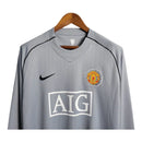 Camisa Retrô Manchester United Goleiro 2007/2008 manga longa - Masculina Nike - Cinza com detalhes em preto