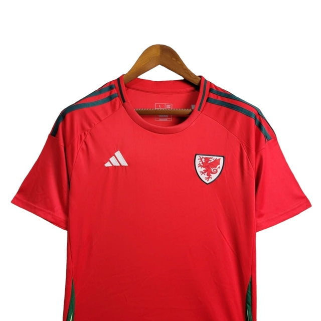 Camisa País de Gales I 24/25 - Torcedor Adidas Masculina - Vermelha
