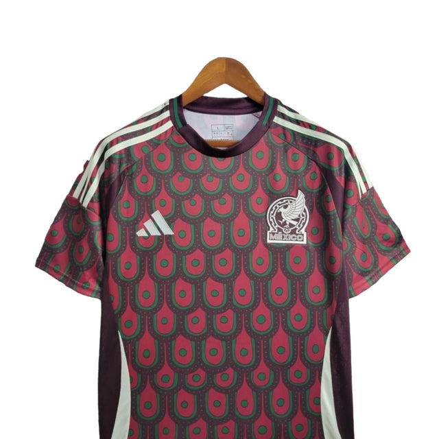 Camisa Seleção do México I 24/25 -  Adidas Feminina - Vinho com detalhes em vermelho e verde