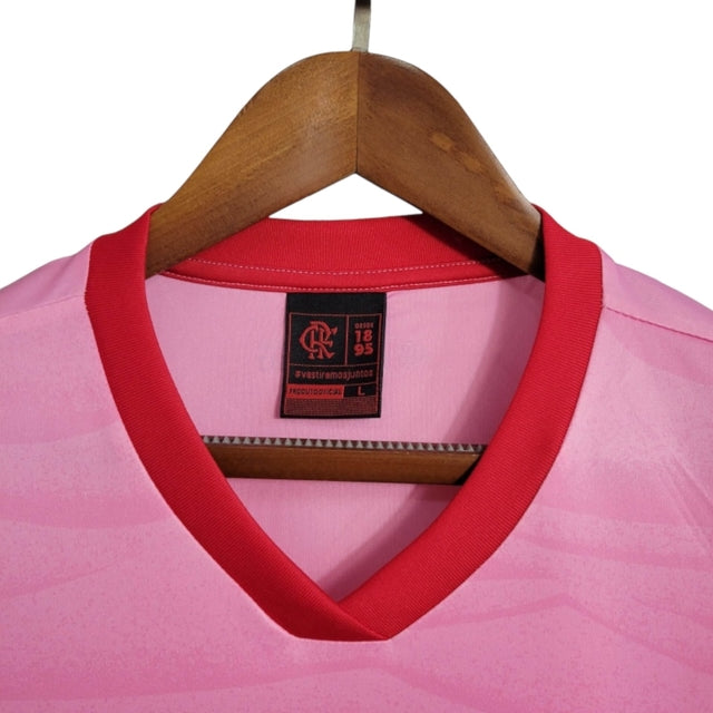 Camisa Flamengo 23/24 - Torcedor Masculina - Rosa com detalhes em vermelho