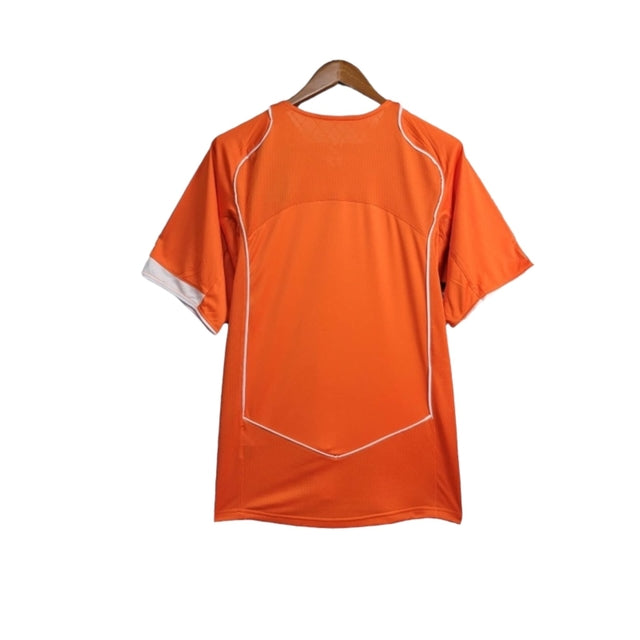Camisa Retrô Seleção da Holanda I 2004 - Masculina Nike - Laranja com detalhes em branco