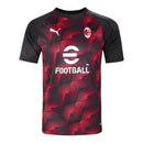 Camisa Milan Pré-Jogo 24/25 - Torcedor Puma Masculina - Preta com detalhes em vermelho
