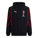 Jaqueta Corta-Vento AC Milan Pré-jogo 24/25 - Preta com detalhes em vermelho