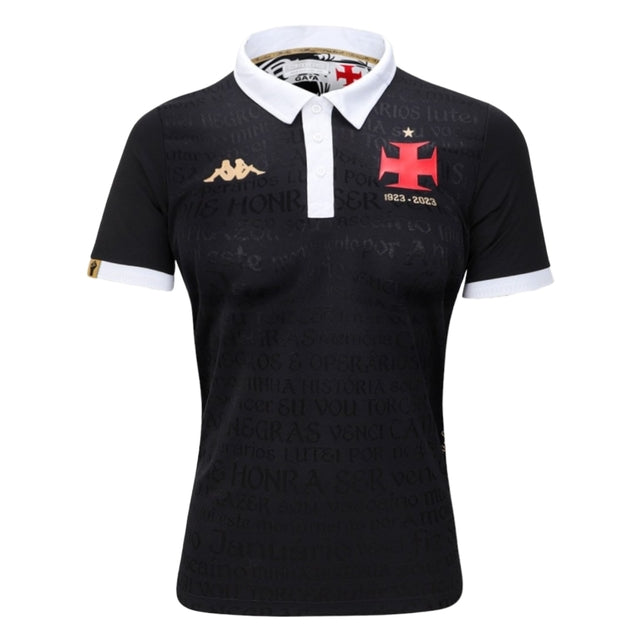 Camisa Vasco da Gama III 23/24 -  Kappa Feminina - Branca com detalhes em dourado